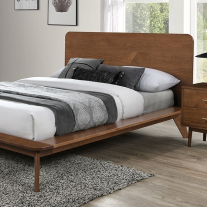 Furniture of America Stathelle Mid-Century Modern Veneer Solid with Wood Walnut Bed Model FM7222WN