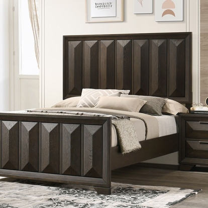 Furniture of America Hexham Transitional Engineered with Wood Solid with Wood Veneer Espresso Bed Model FM7232BR-Queen Bed