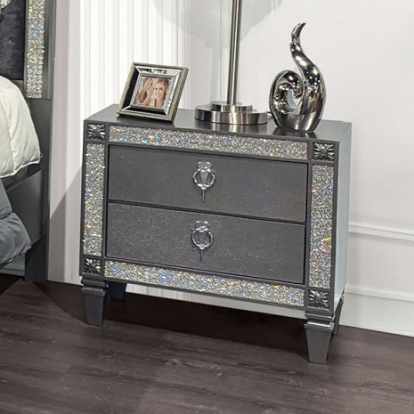 Furniture of America Lyanne Glam Engineered with Wood Solid with Wood Gray Night Stand Model FM7240GY-N