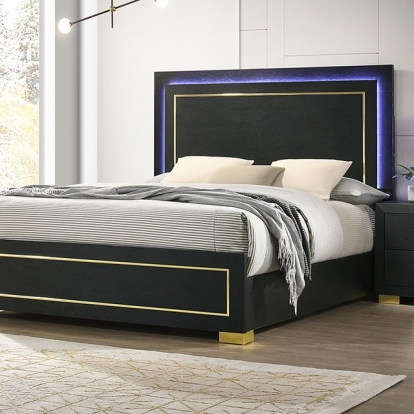 Furniture of America Latimer Contemporary Engineered with Wood Melamine Paper Metal Black Bed Model FM7270BK