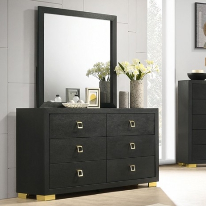 Furniture of America Latimer Contemporary Engineered with Wood Melamine Paper Metal Black Dresser Model FM7270BK-D