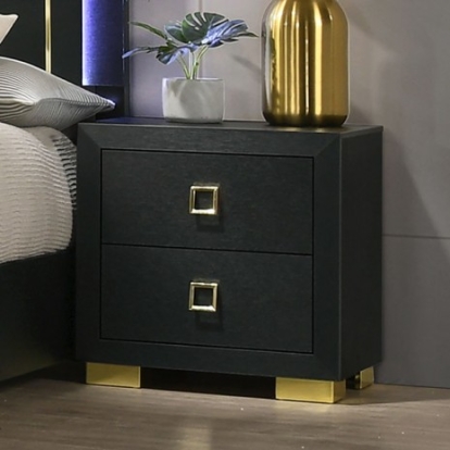 Furniture of America Latimer Contemporary Engineered with Wood Melamine Paper Metal Black Nightstand Model FM7270BK-N