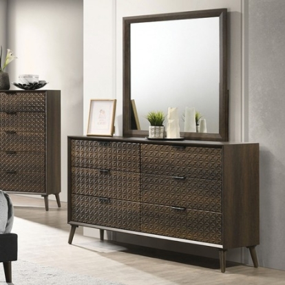 Furniture of America Chalfont Contemporary Engineered with Wood Fabric Paper Rubberwood Dark Brown Dresser Model FM7272DB-D