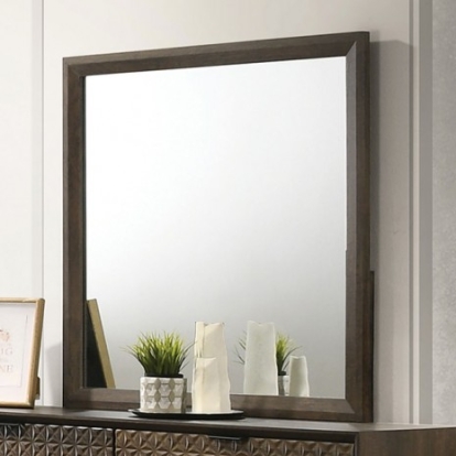 Furniture of America Chalfont Contemporary Engineered with Wood Fabric Paper Rubberwood Dark Brown Mirror Model FM7272DB-M