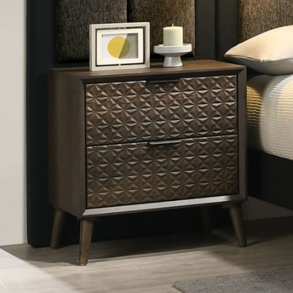 Furniture of America Chalfont Contemporary Engineered with Wood Fabric Paper Rubberwood Dark Brown Nightstand Model FM7272DB-N
