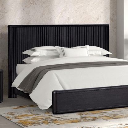 Furniture of America Hildesheim Modern Contemporary Acacia Veneer Engineered with Wood Solid Acacia Black Bed Model FM73000BK-L