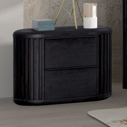 Furniture of America Hildesheim Modern Contemporary Acacia Veneer Engineered with Wood Solid Acacia Black 2 Drawer Nightstand Model FM73000BK-N1