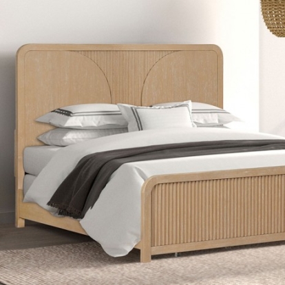 Furniture of America Tangentry Modern Rubberwood Veneer Solid Rubberwood Natural Bed Model FM73001NT