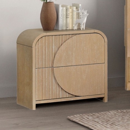 Furniture of America Tangentry Modern Rubberwood Veneer Solid Rubberwood Natural 2 Drawer Nightstand Model FM73001NT-N