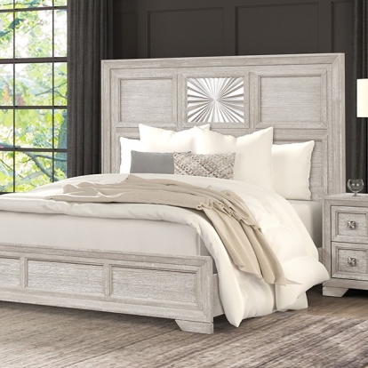 Furniture of America Argenthart Transitional Engineered with Wood Oak Veneer Poplar Light Gray Bed Model FM7368GY