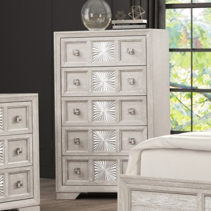 Furniture of America Argenthart Transitional Engineered with Wood Oak Veneer Poplar Light Gray Chest Model FM7368GY-C