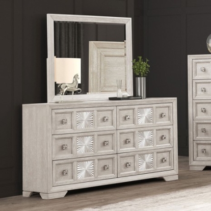 Furniture of America Argenthart Transitional Engineered with Wood Oak Veneer Poplar Light Gray Dresser Model FM7368GY-D