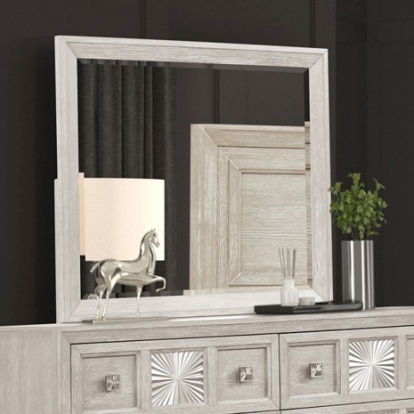 Furniture of America Argenthart Transitional Engineered with Wood Oak Veneer Poplar Light Gray Mirror Model FM7368GY-M