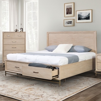 Furniture of America Sandnes Transitional Solid with Wood Light Oak Bed Model FM7369AK-Queen Bed
