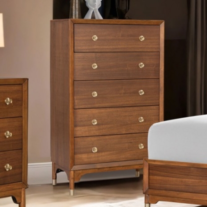 Furniture Of America Hepburne Mid-Century Modern Engineered Wood, Rubberwood, Walnut Veneer, Solid Wood Walnut Chest | FM74000WN-C