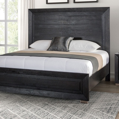 Furniture of America Ashbourne Contemporary Metal Solid with Wood Veneer Black Bed Model FM7415BK-Queen Bed