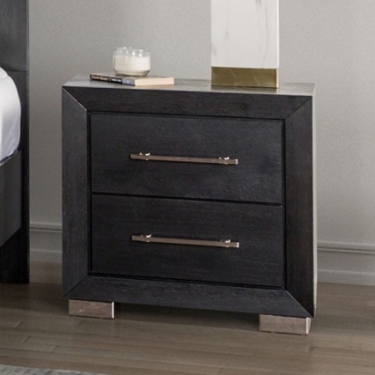 Furniture Of America Ashbourne Contemporary Metal, Solid Wood, Wood Veneer, Others Black Night Stand W/ Usb | FM7415BK-N