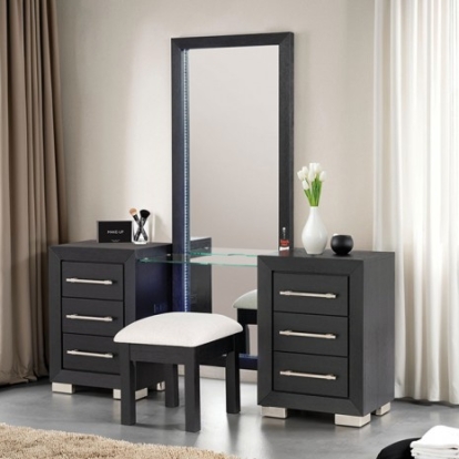 Furniture Of America Ashbourne Contemporary Acacia Veneer, Engineered Wood, Fabric, Foam, Solid Wood Black Vanity Set | FM7415BK-V-SET