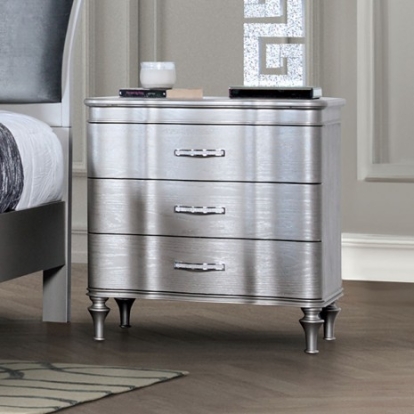 Furniture Of America Melodi Parc Glam Solid Wood, Others Silver Night Stand | FM7416SV-N