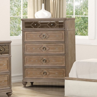 Furniture Of America Lyris Transitional Fabric, Oak Veneer, Solid Wood Rustic Oak Chest | FM7417AK-C