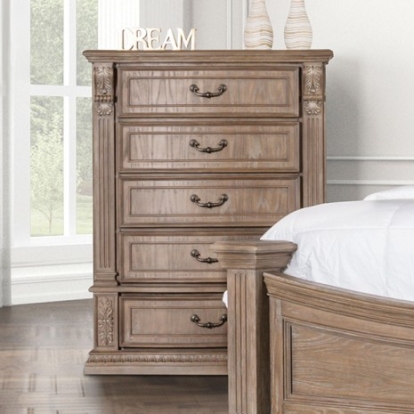 Furniture of America Seven Oaks Transitional Solid with Wood Weathered Oak Chest Model FM7418AK-C