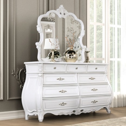 Furniture of America Valentini Traditional Solid with Wood White Dresser Model FM7419WH-D