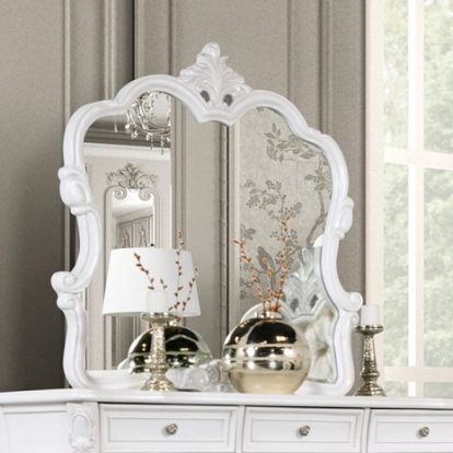 Furniture of America Valentini Traditional Solid with Wood White Mirror Model FM7419WH-M