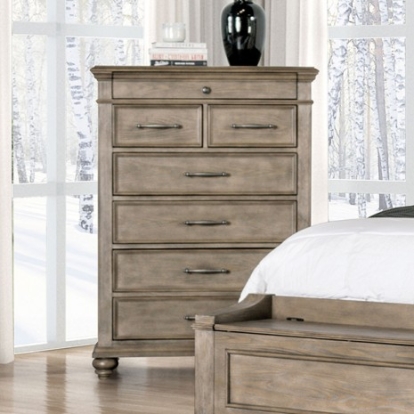 Furniture of America Philomath Transitional Oak Veneer Solid with Wood Aged Oak Chest Model FM7430BR-C