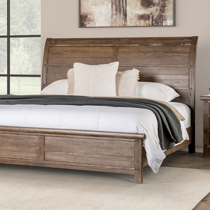 Furniture of America Merthyr Transitional Oak Veneer Solid with Wood Brown Bed Model FM7431BR-Queen Bed