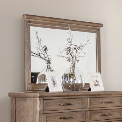 Furniture of America Merthyr Transitional Oak Veneer Solid with Wood Brown Mirror Model FM7431BR-M