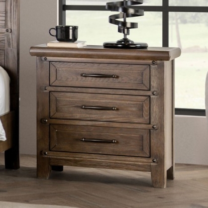 Furniture Of America Merthyr Transitional Oak Veneer, Solid Wood, Others Brown Night Stand | FM7431BR-N