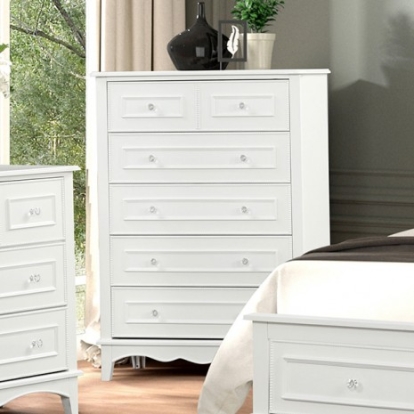 Furniture of America Naucalpan Traditional Engineered with Wood Metal Solid with Wood White Chest Model FM7456WH-C