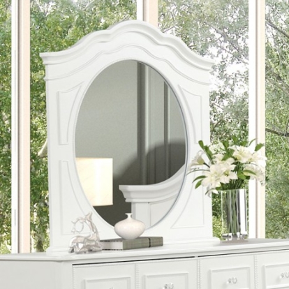 Furniture of America Naucalpan Traditional Engineered with Wood Metal Solid with Wood White Mirror Model FM7456WH-M