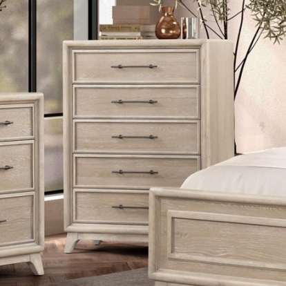 Furniture of America Midhurst Transitional Engineered with Wood Solid Rubberwood White Oak Veneer Oak Chest Model FM7600AK-C