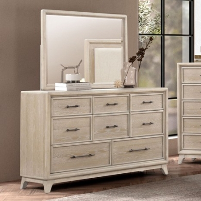 Furniture of America Midhurst Transitional Engineered with Wood Solid Rubberwood White Oak Veneer Oak Dresser Model FM7600AK-D