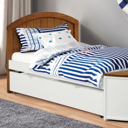 Furniture of America Poseidon Novelty Engineered with Wood Pinewood White-Oak Twin Captain Bed Model FM7629AK-T-BED+TR