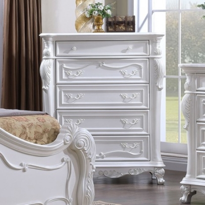 Furniture of America Ventresca Traditional Solid with Wood Veneer White Chest Model FM7635WH-C