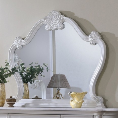 Furniture of America Ventresca Traditional Solid with Wood Veneer White Mirror Model FM7635WH-M