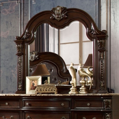 Furniture of America Fromberg Traditional Engineered with Wood Solid with Wood Veneer Brown Cherry Mirror Model FM7670M