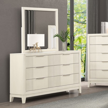 Furniture of America Isadore Transitional Birch Veneer Solid with Wood Antique White Dresser Model FM7700WH-D