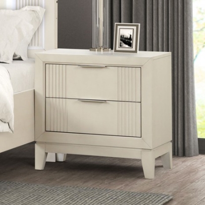 Furniture of America Isadore Transitional Birch Veneer Solid with Wood Antique White Nightstand Model FM7700WH-N