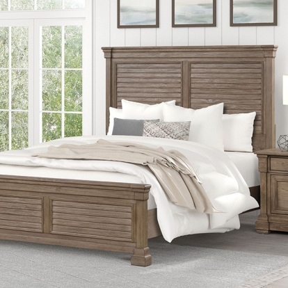 Furniture of America Sheringham Transitional Elm Veneer Engineered with Wood Solid with Wood Weathered Gray Bed Model FM7701BR