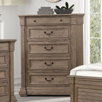 Furniture of America Sheringham Transitional Elm Veneer Engineered with Wood Solid with Wood Weathered Gray Chest Model FM7701BR-C