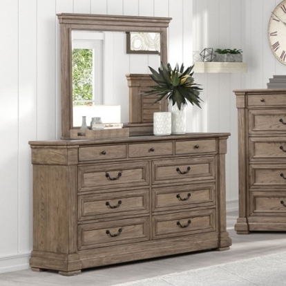 Furniture of America Sheringham Transitional Elm Veneer Engineered with Wood Solid with Wood Weathered Gray Dresser Model FM7701BR-D