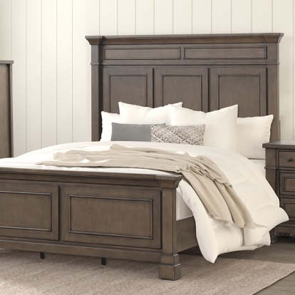 Furniture of America Huddersfield Transitional Birch Veneer Engineered with Wood Pinewood Dark Walnut Bed Model FM7702DB