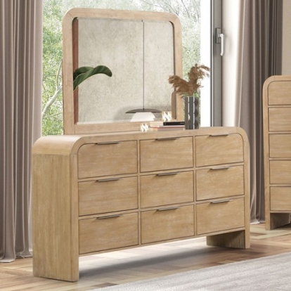 Furniture of America Handforth Transitional Engineered with Wood Mango with Wood Veneer Solid Rubberwood Natural Dresser Model FM7705NT-D