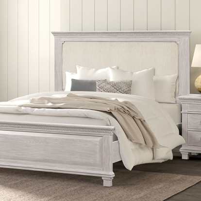 Furniture of America Swanley Transitional Elm Veneer Engineered with Wood Metal Solid with Wood Weathered Gray Bed Model FM7707GY-Queen Bed