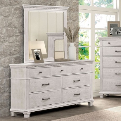 Furniture of America Swanley Transitional Elm Veneer Engineered with Wood Metal Solid with Wood Weathered Gray Dresser Model FM7707GY-D