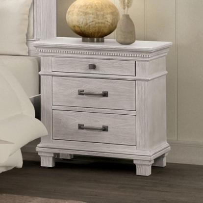 Furniture Of America Swanley Transitional Elm Veneer, Engineered Wood, Metal, Solid Wood Weathered Gray Nightstand | FM7707GY-N