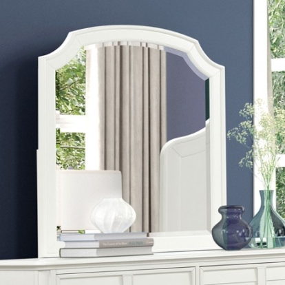 Furniture of America Whitehaven Transitional-Coastal Engineered with Wood Veneer Rubberwood Antique White Mirror Model FM7708WH-M